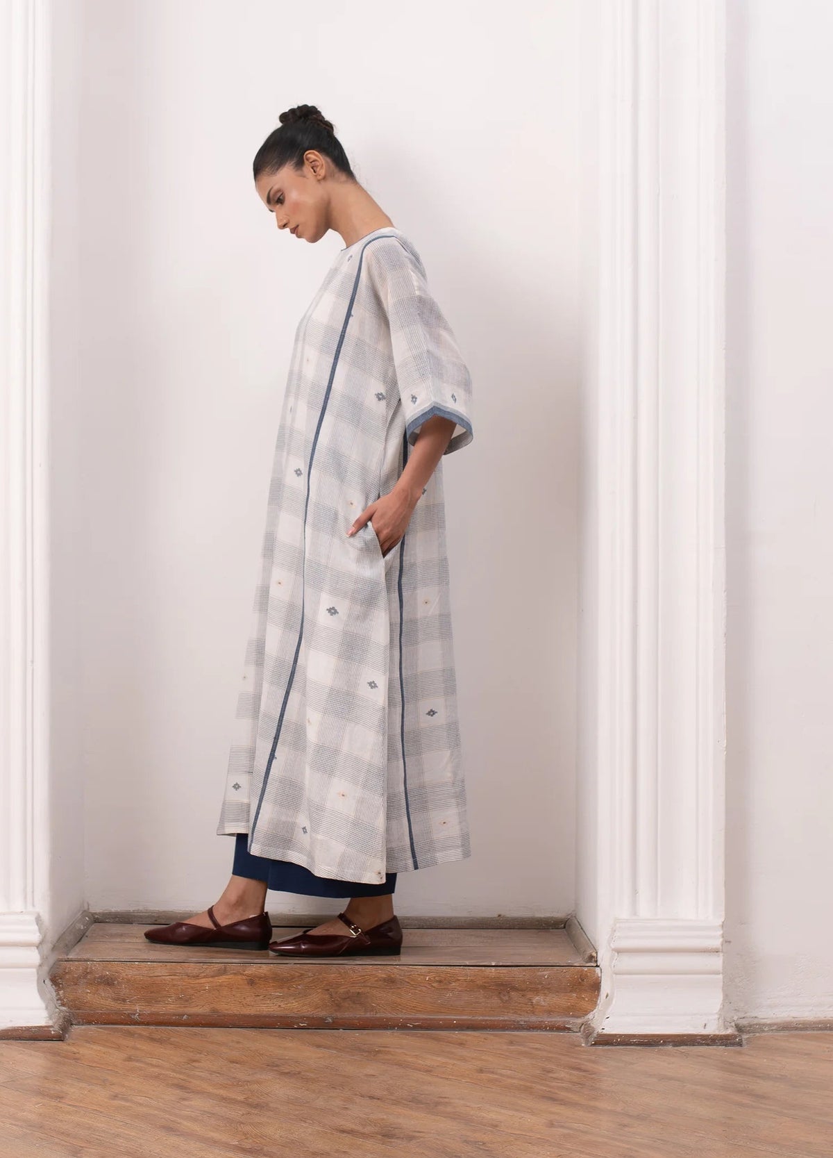 Soft white co-ord set with relaxed kurta top and straight trousers -Hiranya