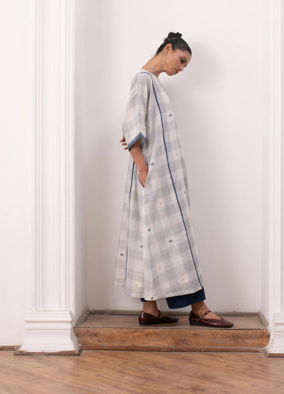 Soft white co-ord set with relaxed kurta top and straight trousers -Hiranya