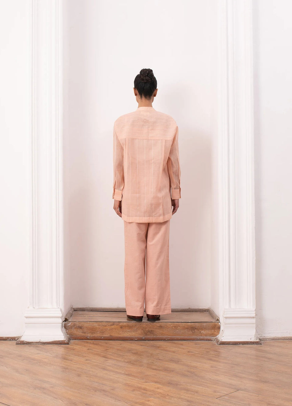 Peach co-ord with structured top and trousers Hiranya