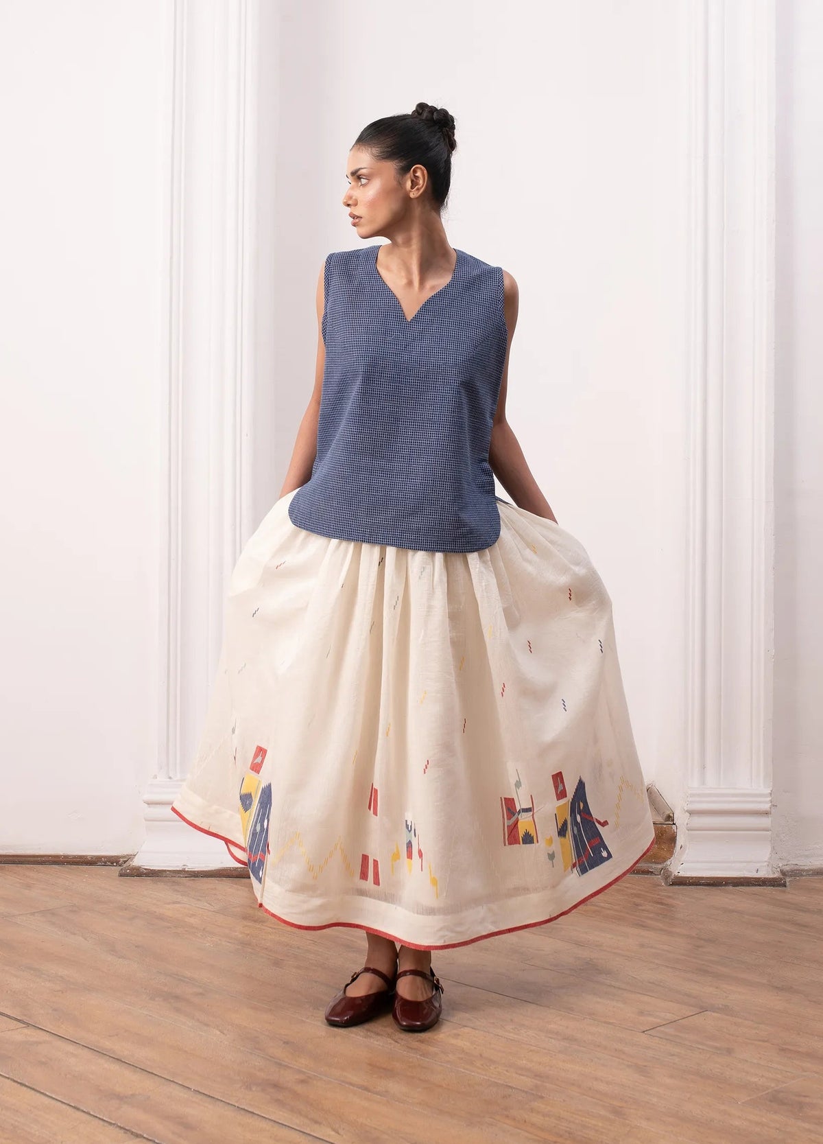 Sophie Jamdani Skirt (Ivory) 1