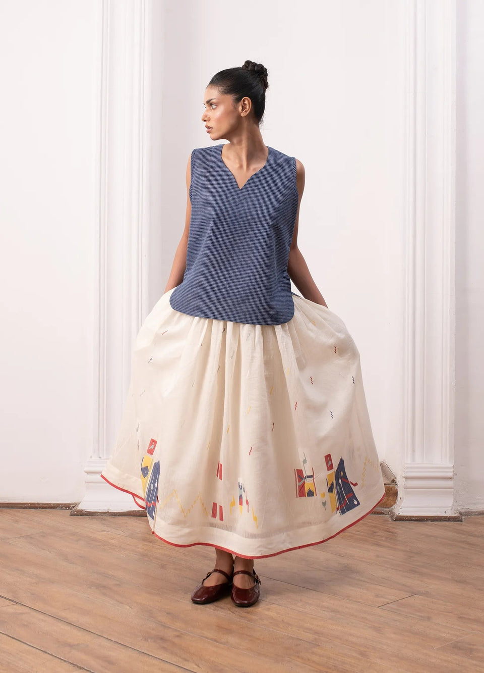 Sophie Jamdani Skirt (Ivory) 1