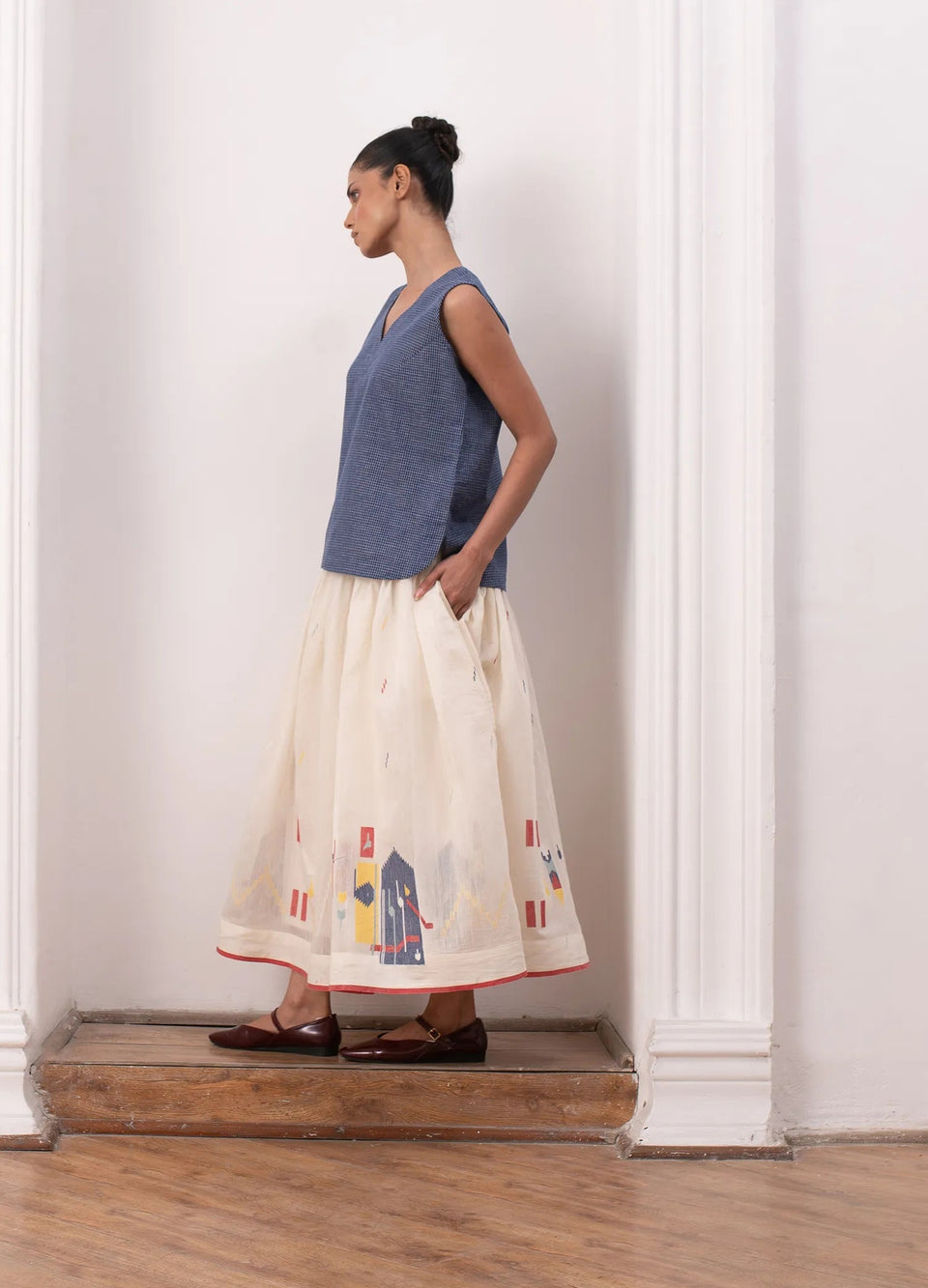 Sophie Jamdani Skirt (Ivory) 3