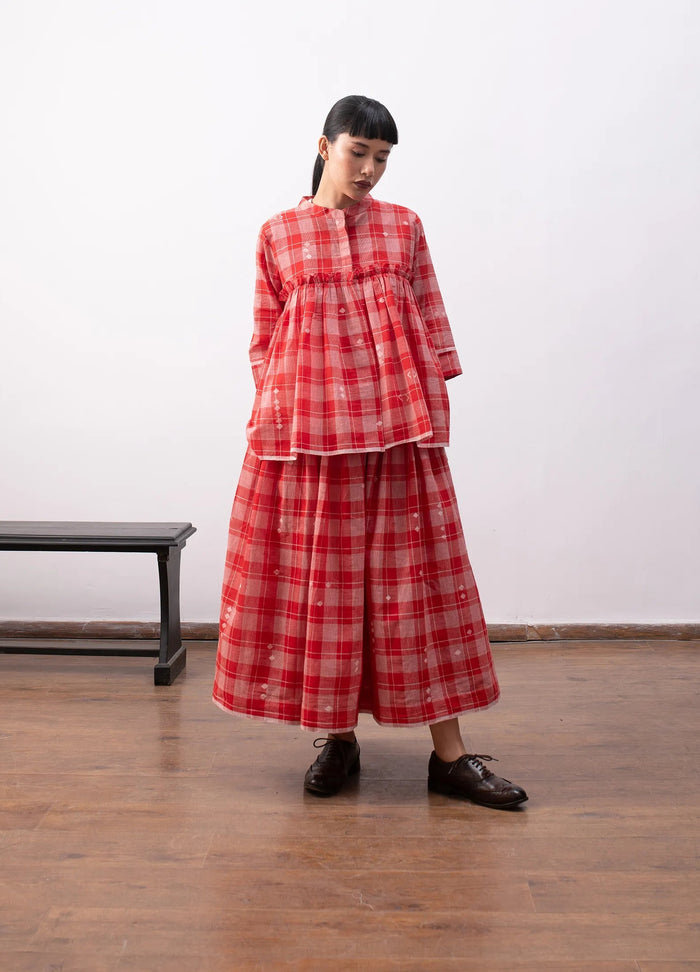 Red overlay set with sheer layer and inner co-ord Hiranya