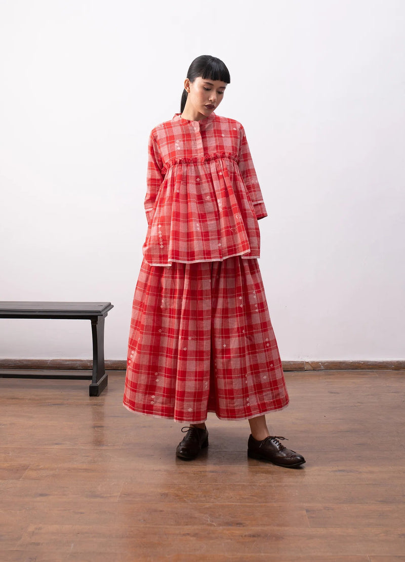Red overlay set with sheer layer and inner co-ord Hiranya