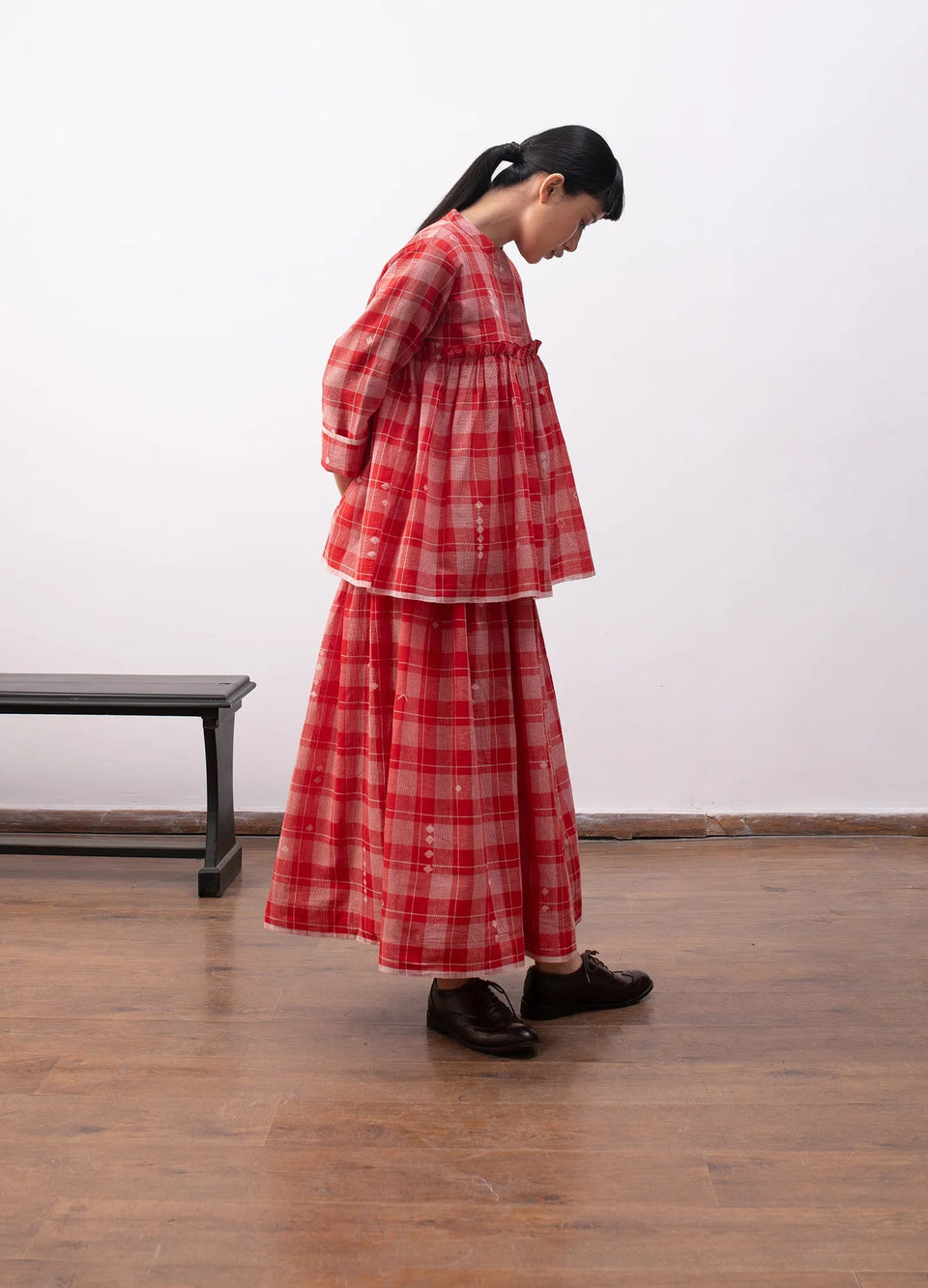 Red overlay set with sheer layer and inner co-ord Hiranya