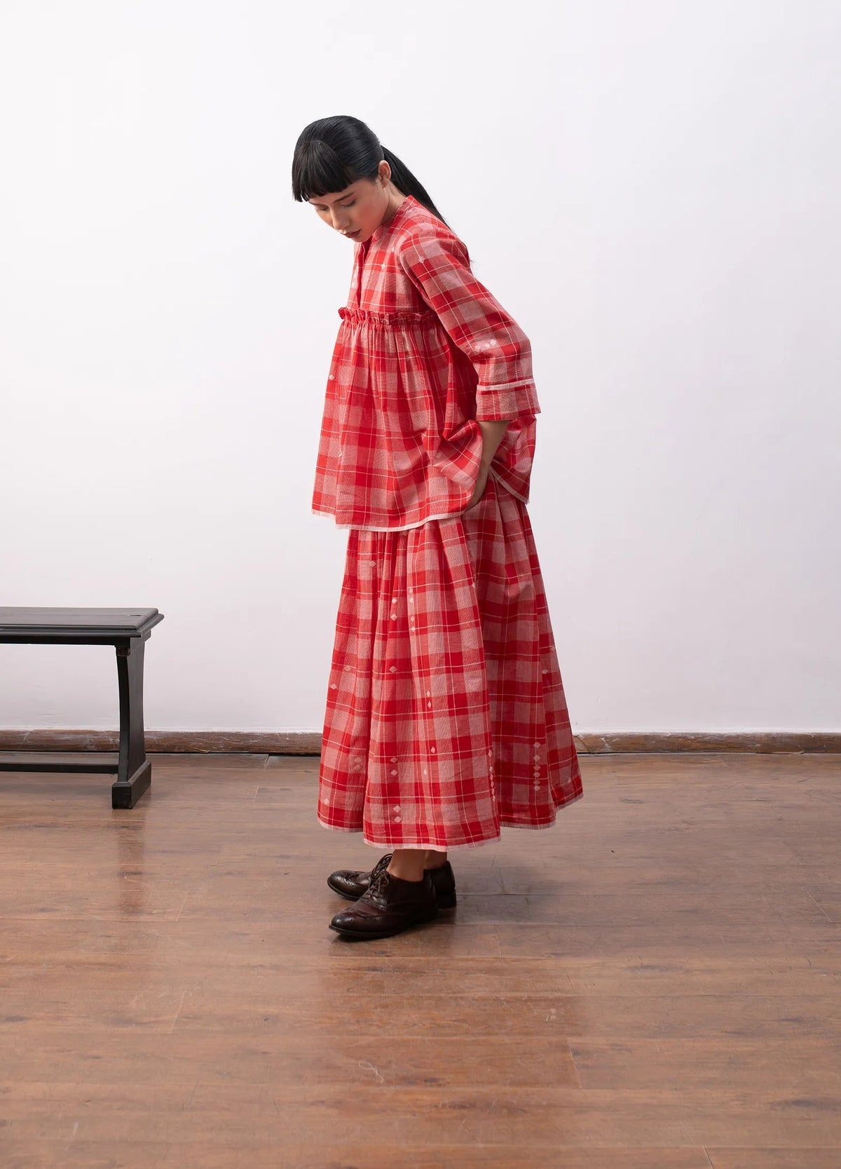 Red overlay set with sheer layer and inner co-ord Hiranya