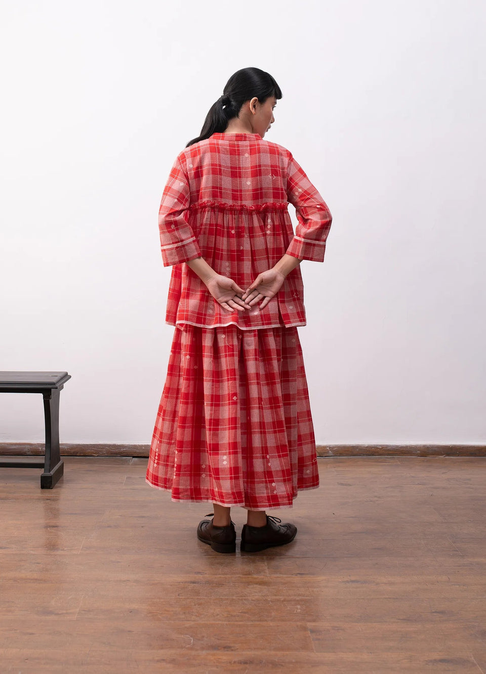 Red overlay set with sheer layer and inner co-ord Hiranya