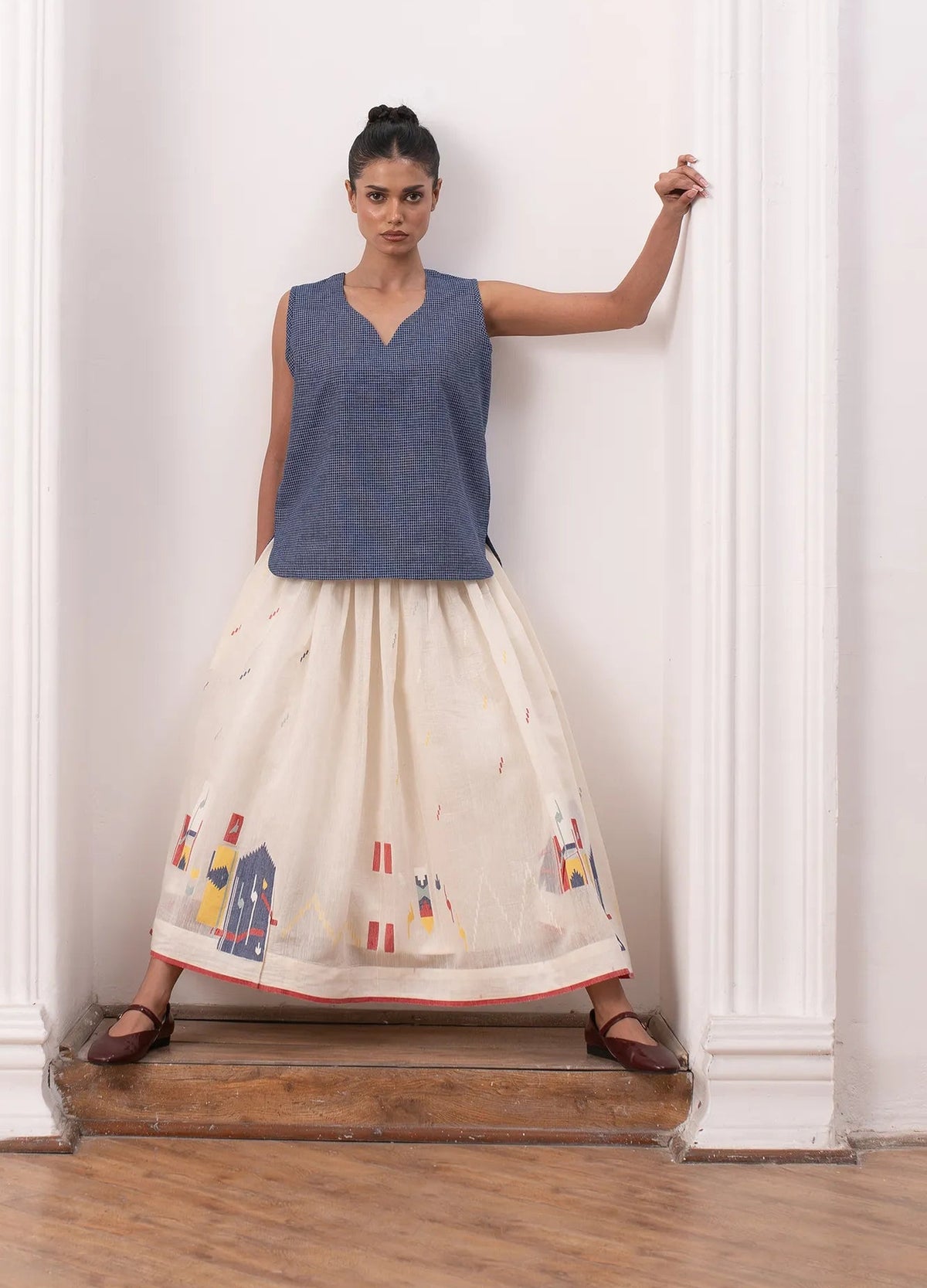 Sophie Jamdani Skirt (Ivory) 2